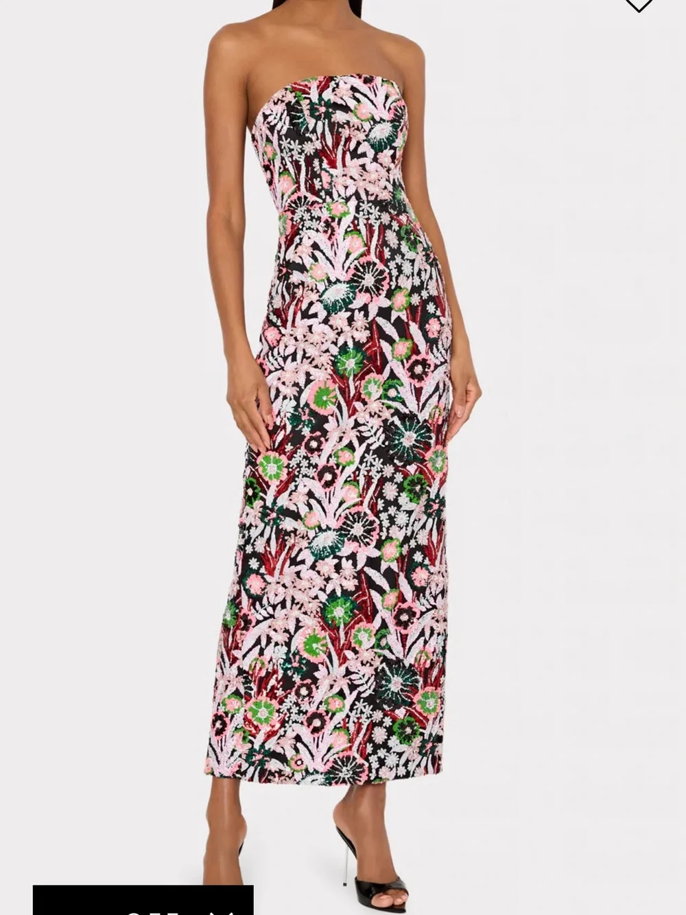 Milly Strapless Beaded Floral Gown in Pink, Green and Black-NWT! (Size 12) - Picture 2 of 4